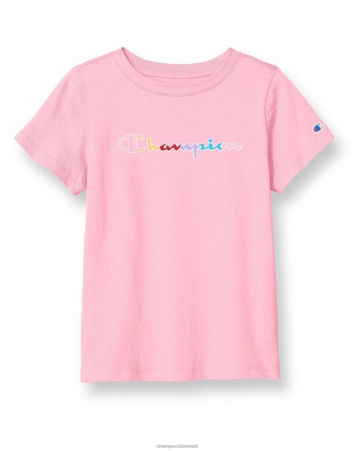 Champion store pigers klassiske regnbue-t-shirt V6J661789 gnist pink