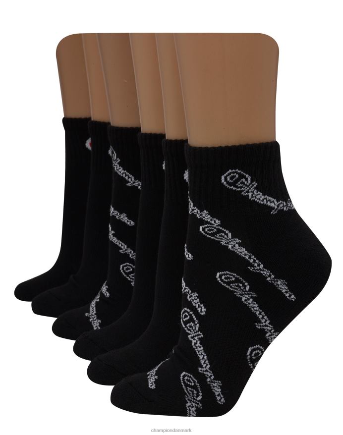 Champion ankelstrømper c logo 6 par V6J661610 sort m/all over script