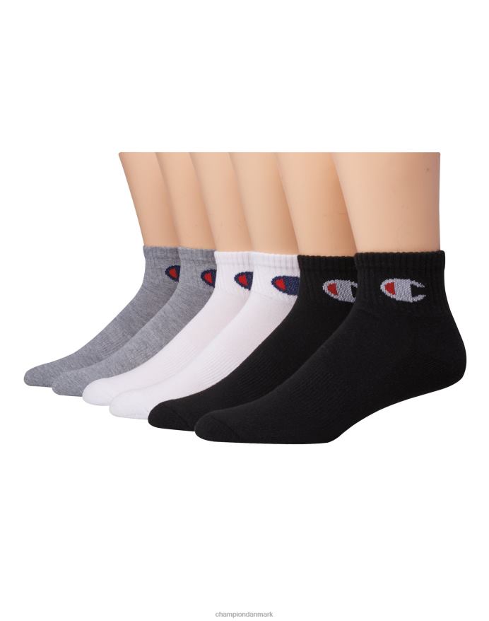 Champion ankelstrømper c logo 6 par V6J661615 hvid/grå/sort