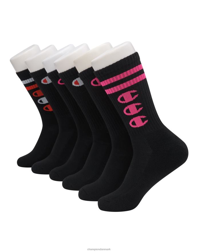 Champion crew sokker c logo 6 par V6J661617 sort m/3cs