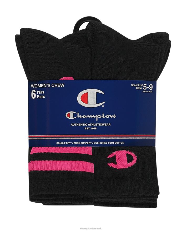 Champion crew sokker c logo 6 par V6J661617 sort m/3cs