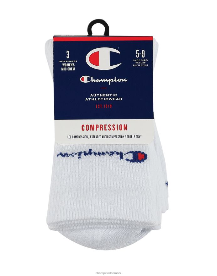 Champion kompression mid-crew sokker 3 par V6J661627 hvid