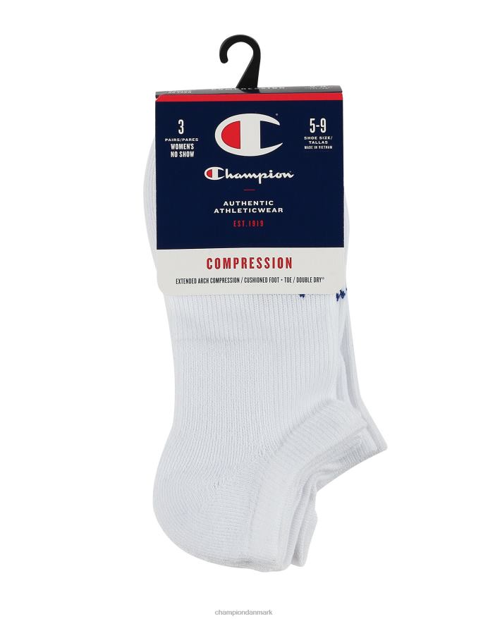 Champion kompression no-show sokker 3 par V6J661600 hvid