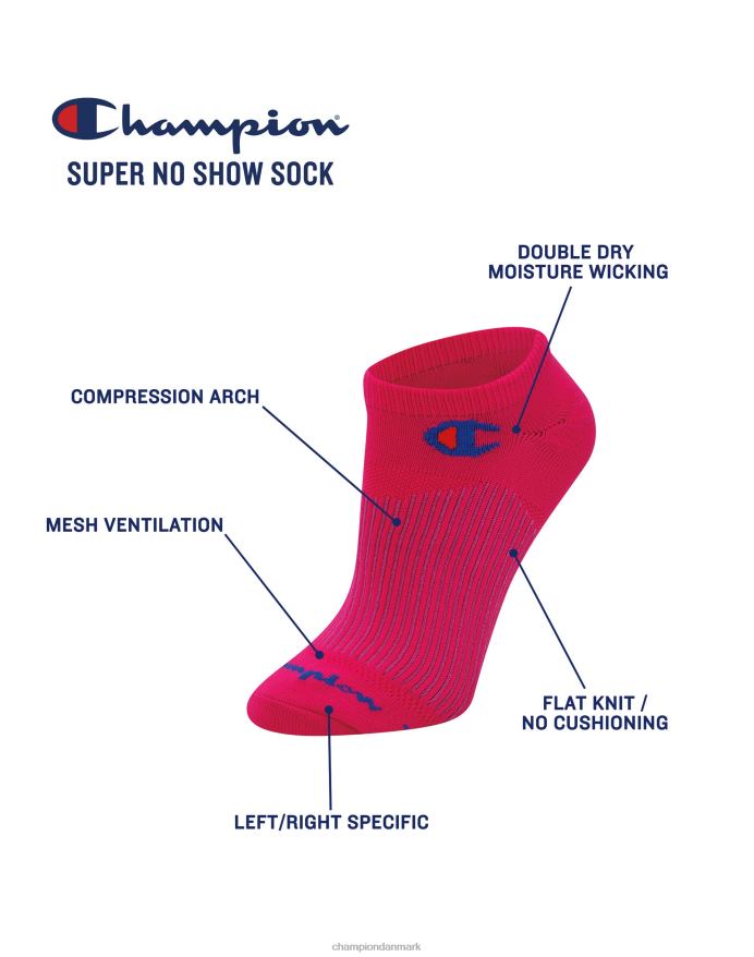 Champion sport super no-show 3 par V6J661568 wow pink/kreativ lilla/blå jay assorteret