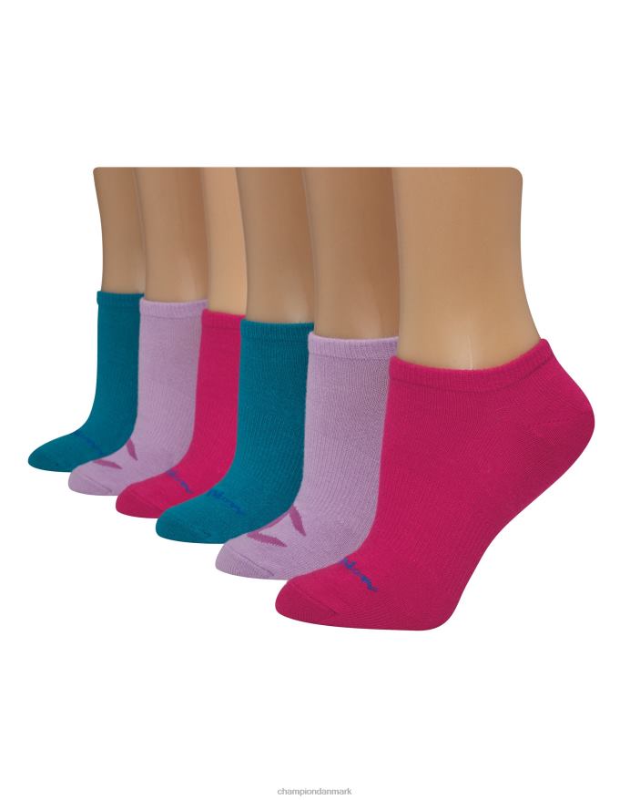 Champion super no-show sokker multi logo 6 par V6J661603 hindbær/vandiris/rockin krikand
