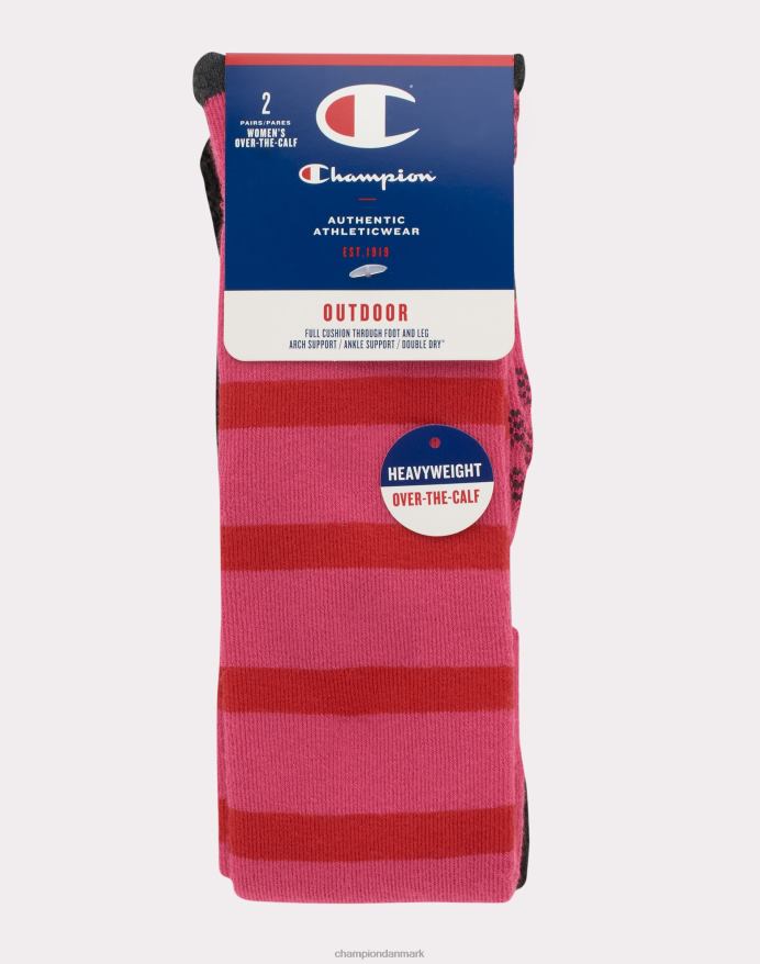 Champion udendørs sværvægts over-knæ skistrømper 2 par V6J661587 pink/sort