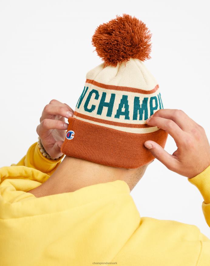 hue med manchet og pom blok champion V6J66893 kridhvid/texas orange