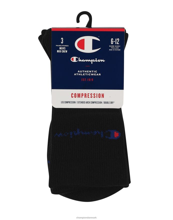 Champion kompression mid-crew sokker 3 par V6J66720 sort