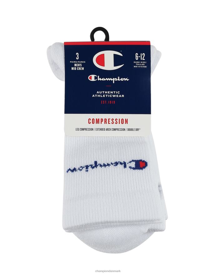 Champion kompression mid-crew sokker 3 par V6J66721 hvid