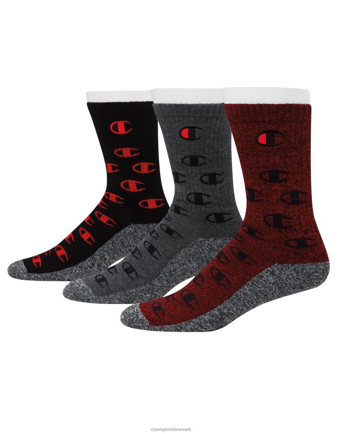 Champion memory cushion crew sokker 3 par V6J66691 skarlagen/sort/oxford