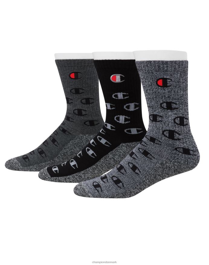 Champion memory cushion crew sokker 3 par V6J66694 sort/grå