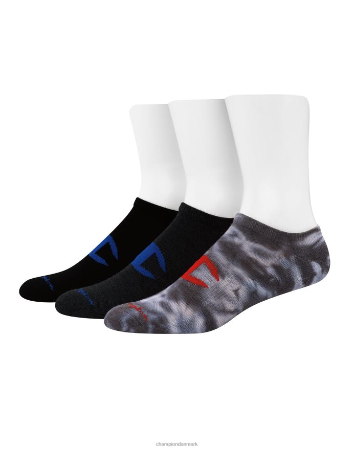 Champion super no-show sokker tie-dye ass. 3 par V6J66699 mørkegrå slipsfarve assorteret