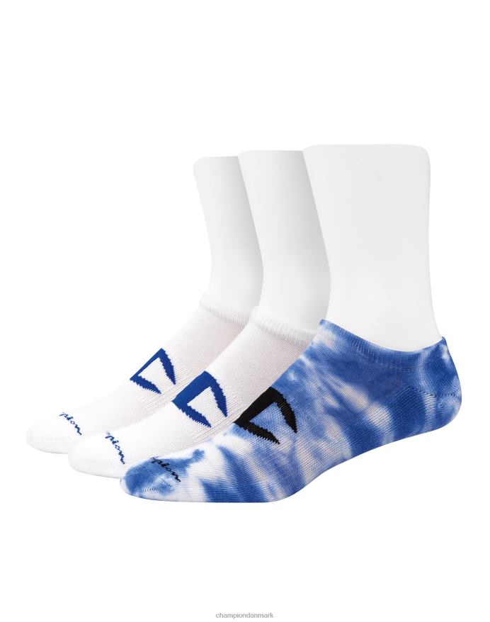 Champion super no-show sokker tie-dye ass. 3 par V6J66700 surf på nettet blå slips farve assorteret