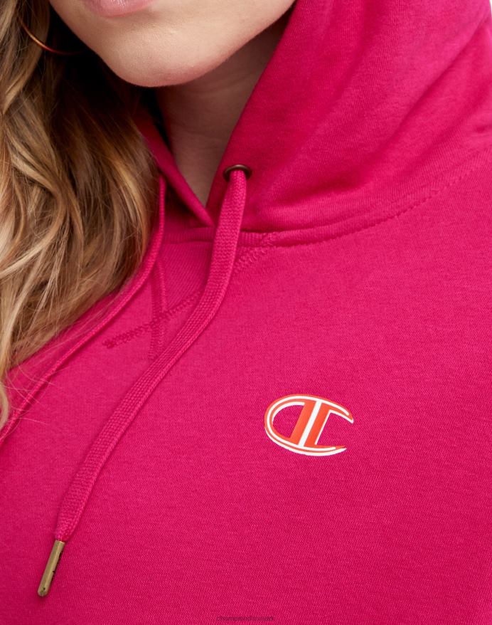 Champion campus fransk frotté hættetrøje c logo V6J66972 strawberry rouge
