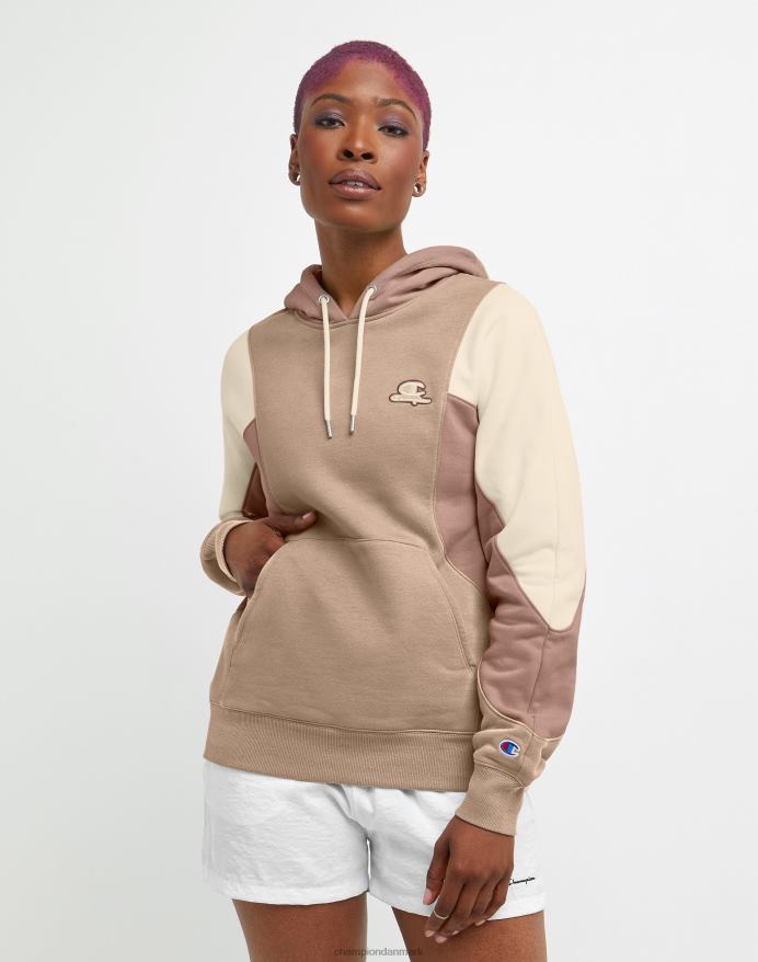 Champion colorblock pullover hættetrøje multi-logo V6J661019 land valnød multi