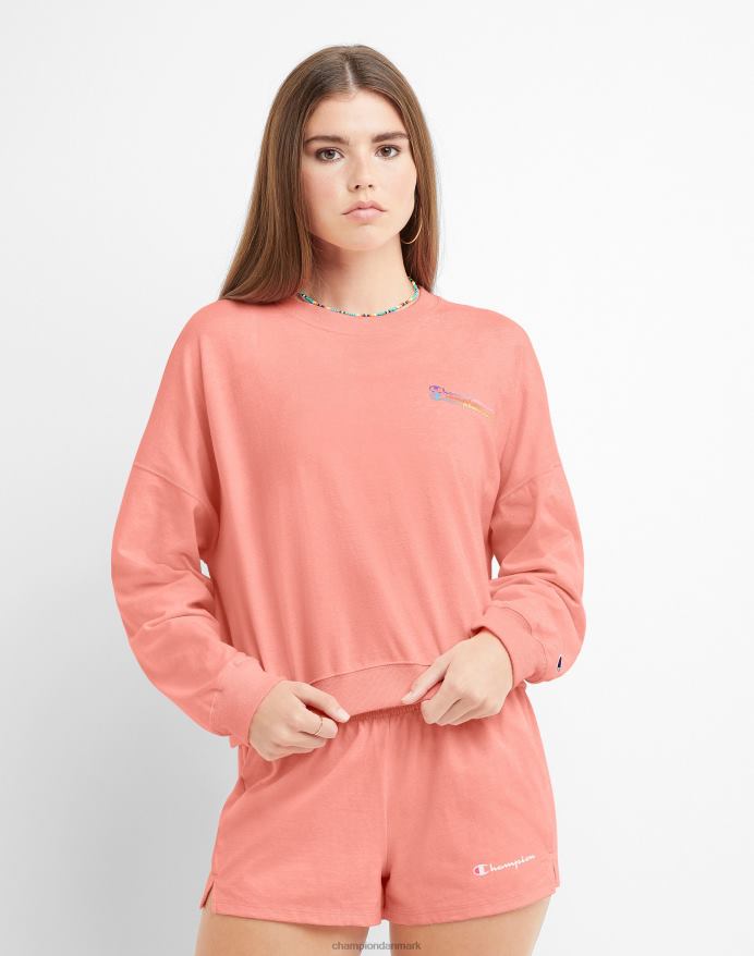 Champion crewneck sweatshirt bølget script V6J66987 sukkerferskenlyng