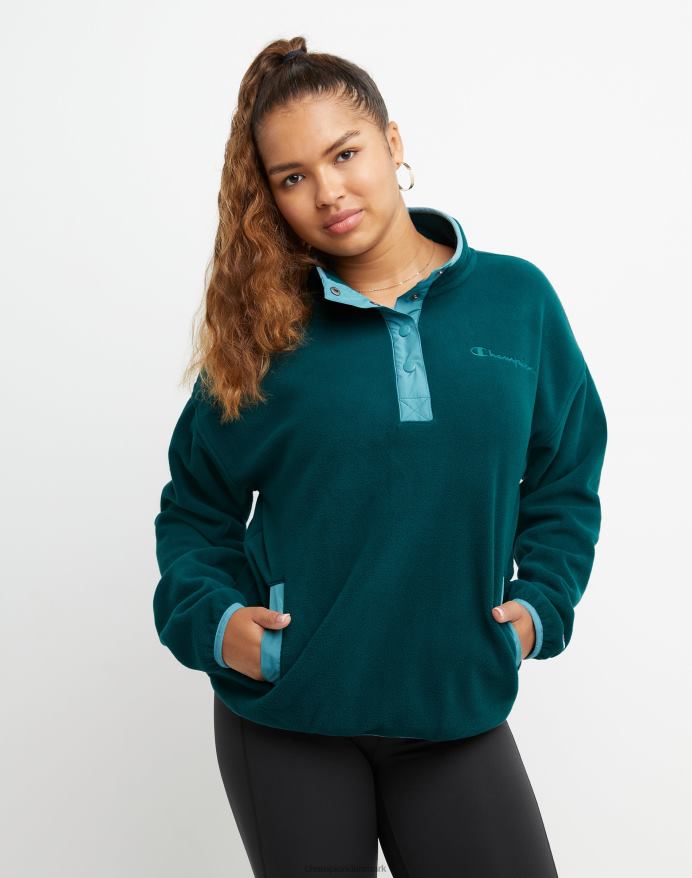 Champion explorer fleece pullover broderet script logo V6J661964 nathave/aqua tonic
