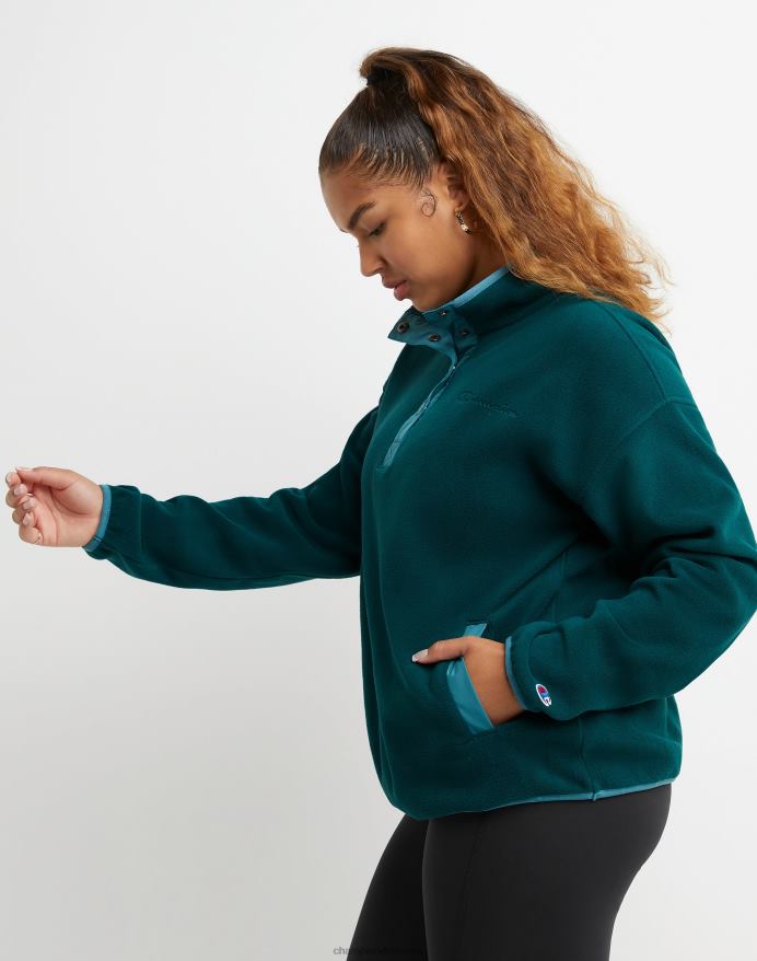 Champion explorer fleece pullover broderet script logo V6J661964 nathave/aqua tonic