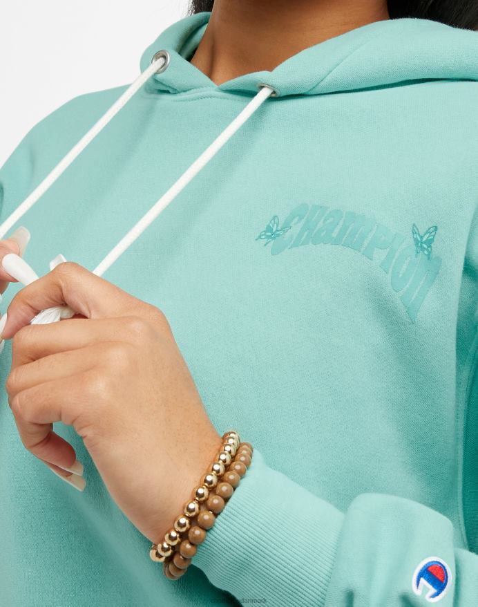 Champion fleece hættetrøje være venlig ren mint V6J66985 solfarve ren mynte