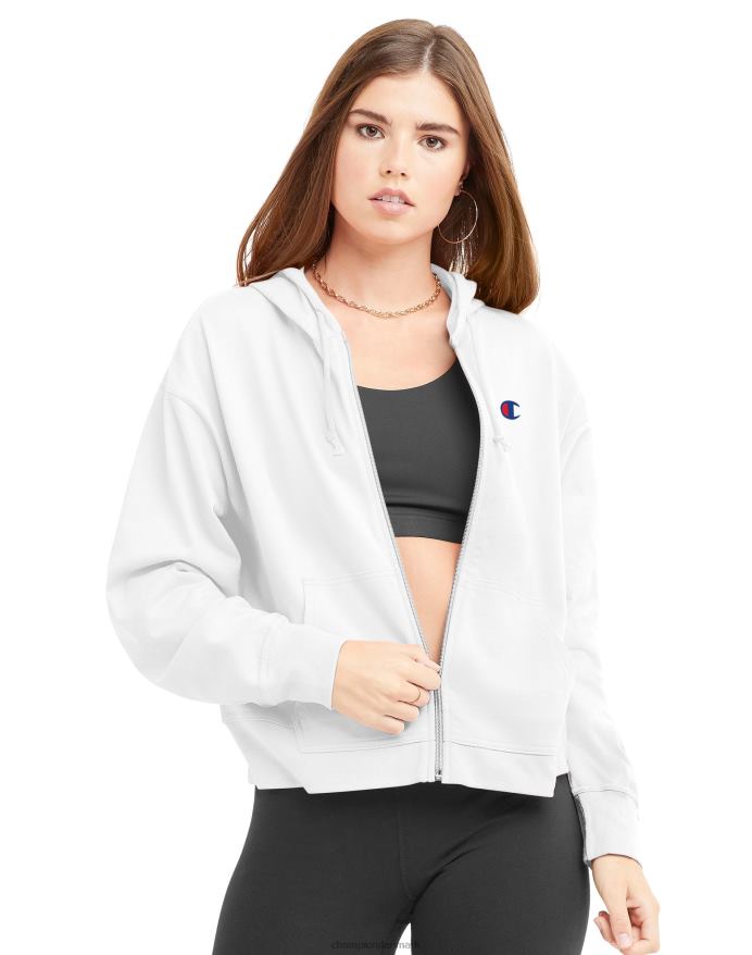 Champion hættetrøje med lynlås c-logo V6J66970 hvid