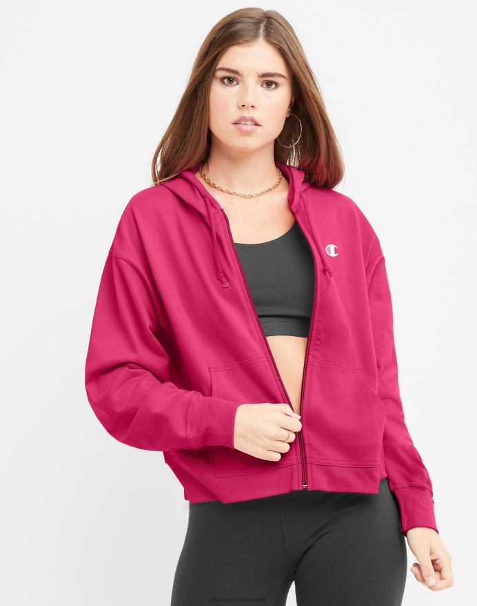 Champion hættetrøje med lynlås c-logo V6J66971 strawberry rouge