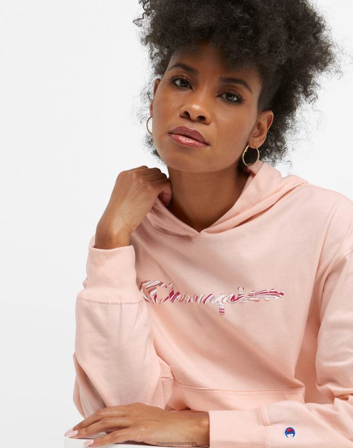 Champion hættetrøje pink swirl grafik V6J66982 bleg blush pink