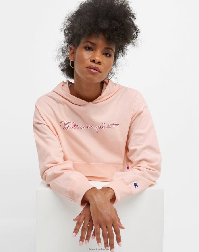 Champion hættetrøje pink swirl grafik V6J66982 bleg blush pink