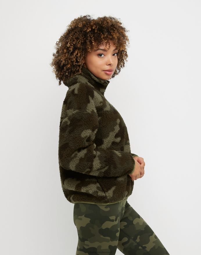 Champion hyggeligt broderet skriftlogo med kvart lynlås med høj luv V6J661054 camo ammunition fragt oliven