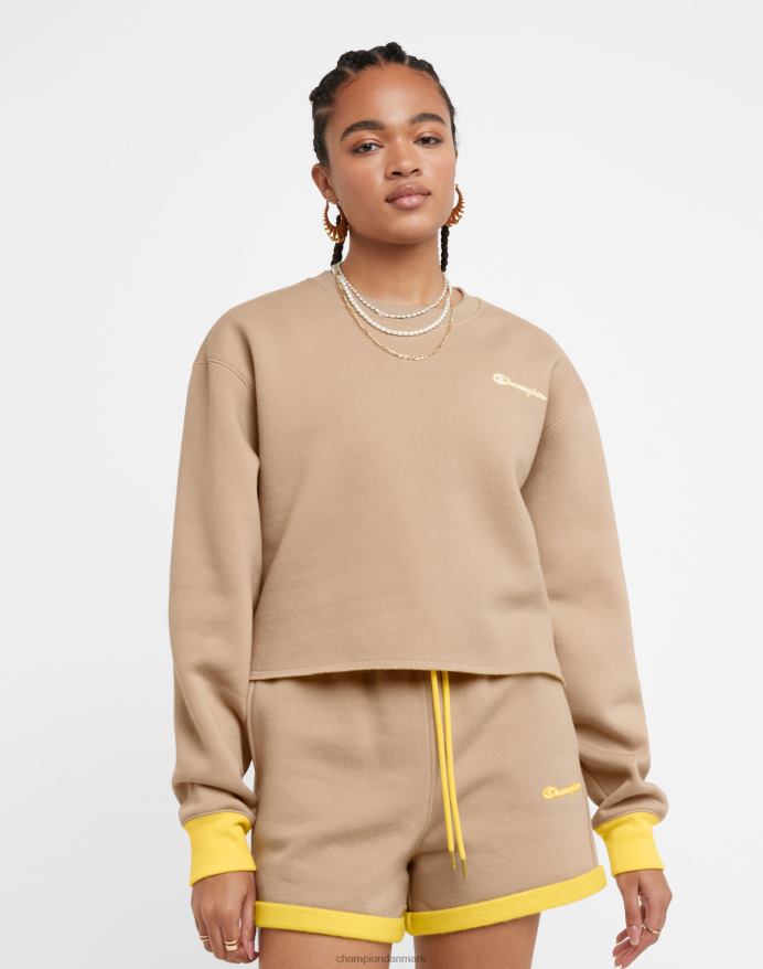 Champion klassisk fleece crew vendbart c-logo V6J661034 land valnød/gul sten