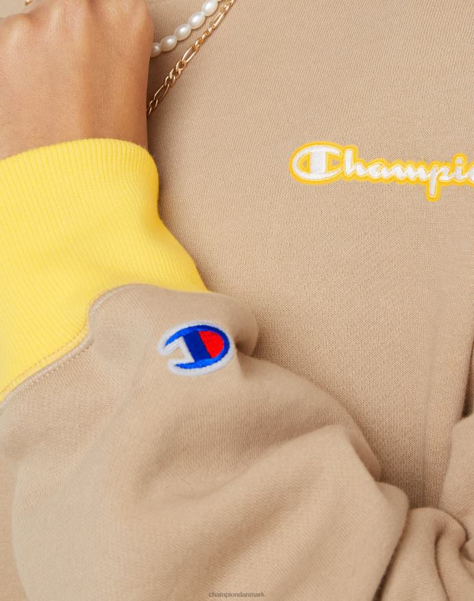 Champion klassisk fleece crew vendbart c-logo V6J661034 land valnød/gul sten