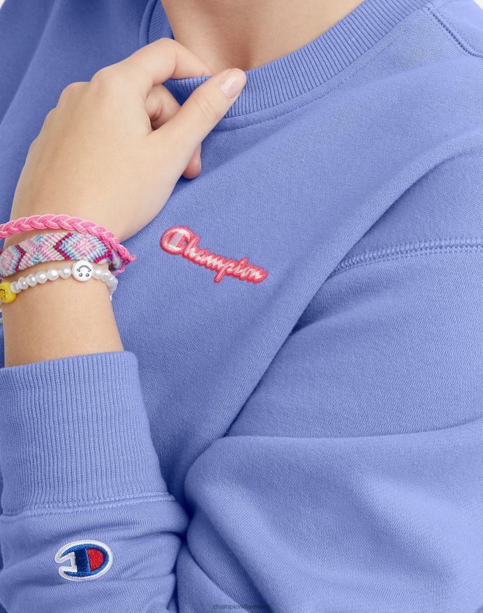 Champion klassisk fleece crew vendbart c-logo V6J661035 charmerende blå/glad pink