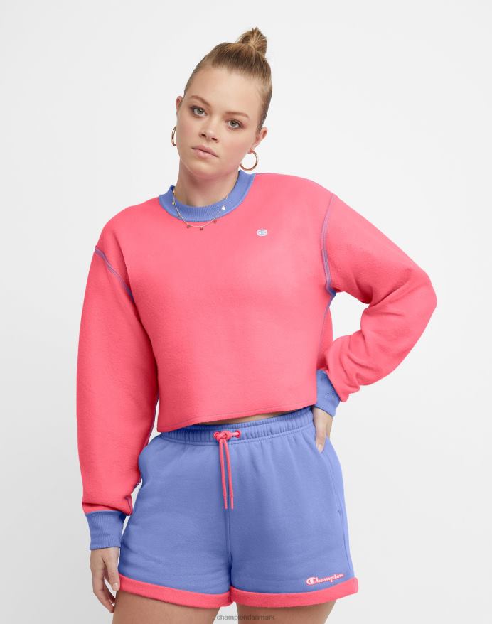 Champion klassisk fleece crew vendbart c-logo V6J661035 charmerende blå/glad pink