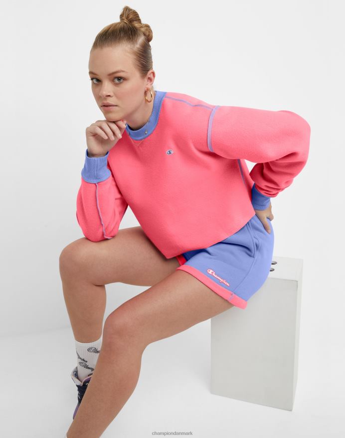 Champion klassisk fleece crew vendbart c-logo V6J661035 charmerende blå/glad pink