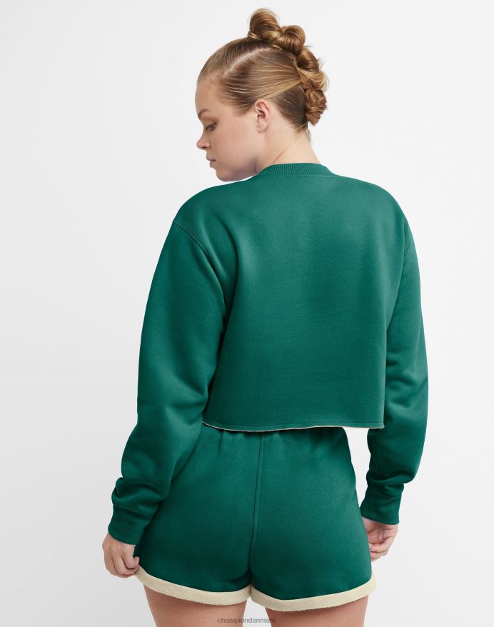 Champion klassisk fleece crew vendbart c-logo V6J661036 everglade grøn/kridhvid