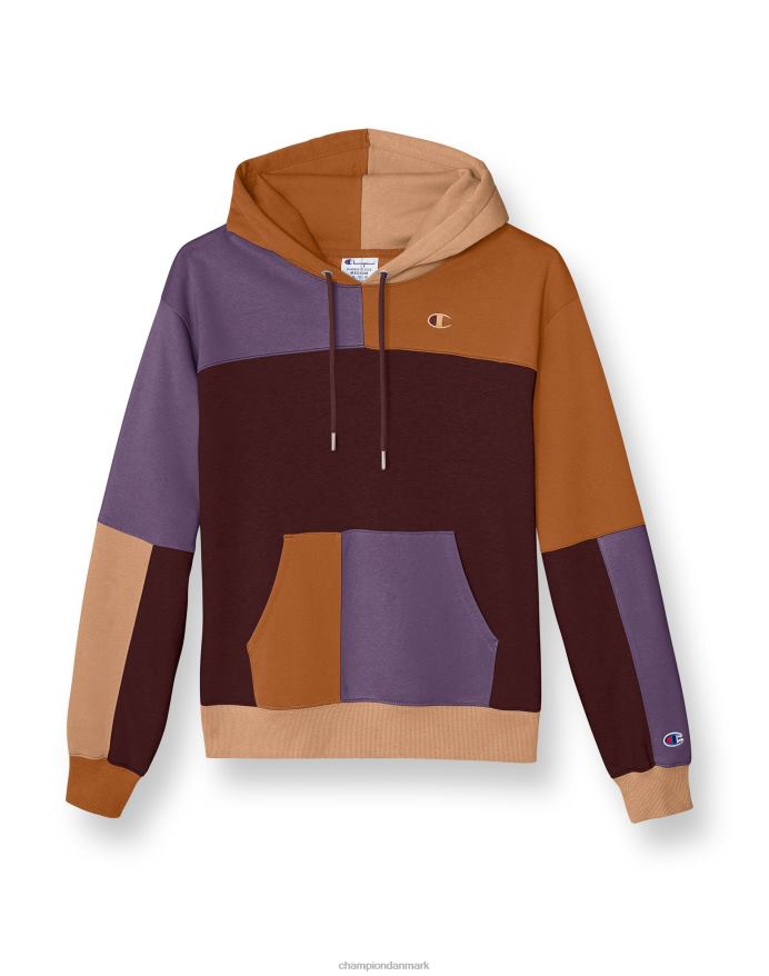 Champion klassisk fleece pullover hættetrøje colorblock patchwork c logo V6J661046 patchwork algod guld multi