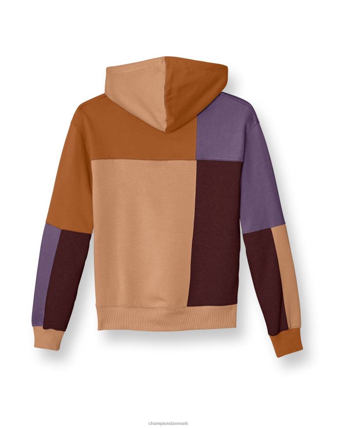 Champion klassisk fleece pullover hættetrøje colorblock patchwork c logo V6J661046 patchwork algod guld multi