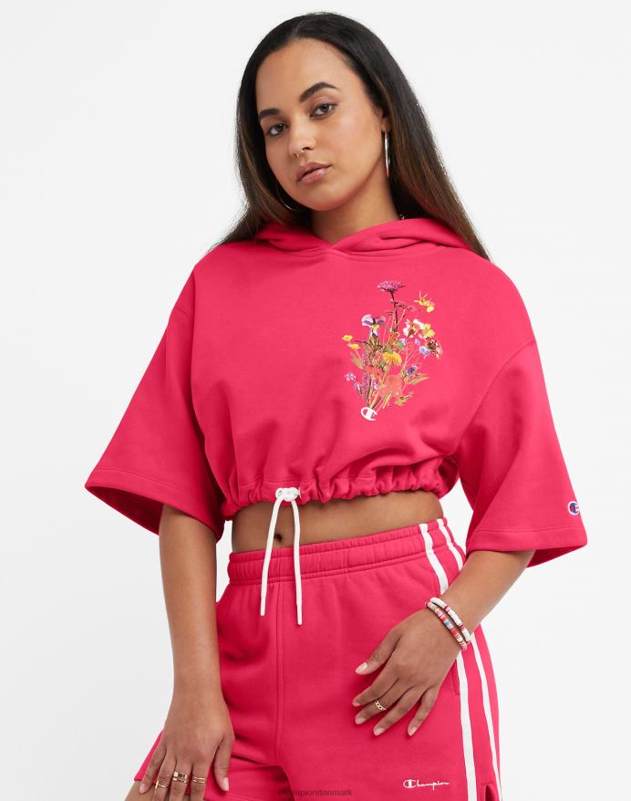 Champion kortærmet hættetrøje med blomstergrafik V6J66980 patrulje rød