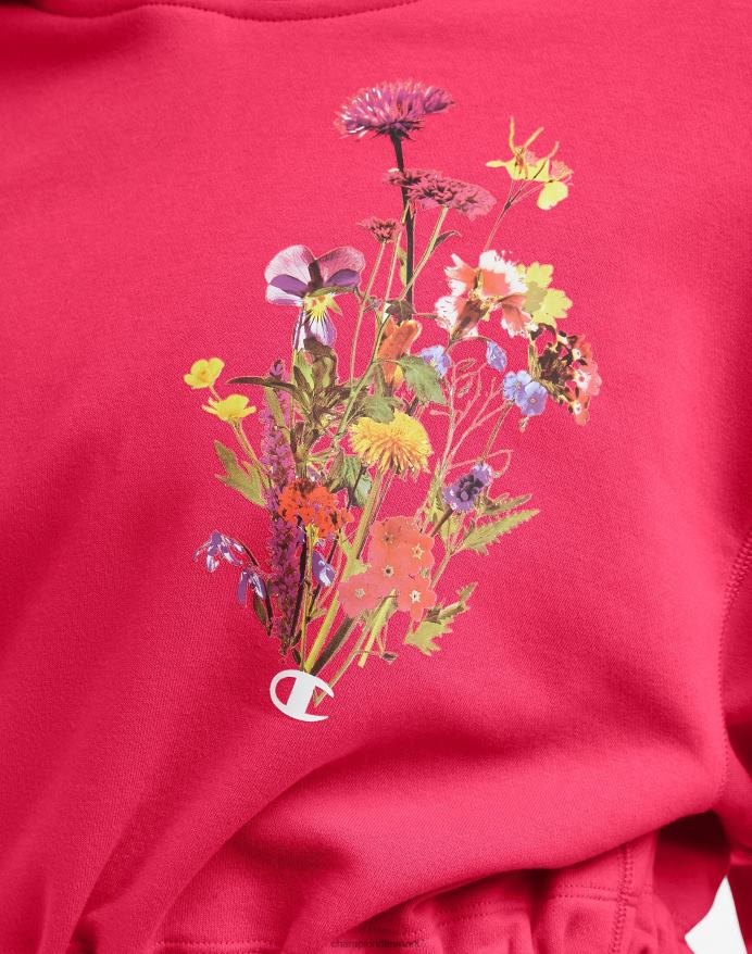 Champion kortærmet hættetrøje med blomstergrafik V6J66980 patrulje rød