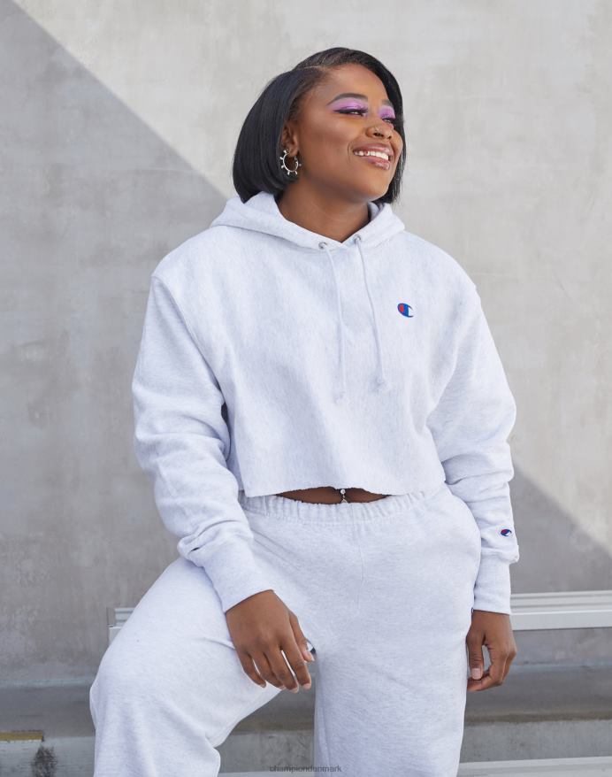 Champion omvendt vævet cropped cut-off hættetrøje c logo V6J661041 sort