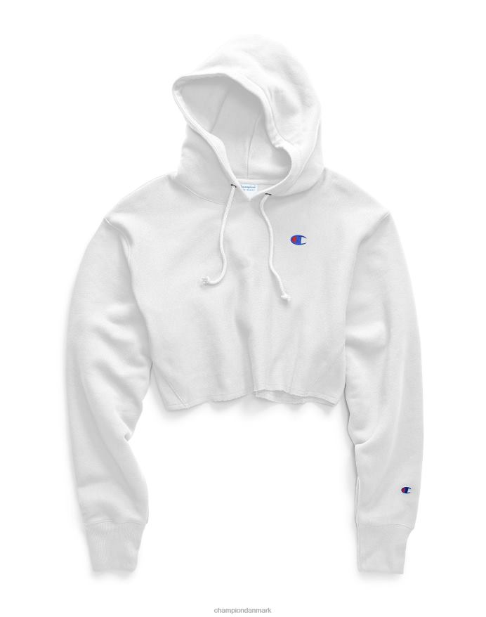 Champion omvendt vævet cropped cut-off hættetrøje c logo V6J661042 hvid