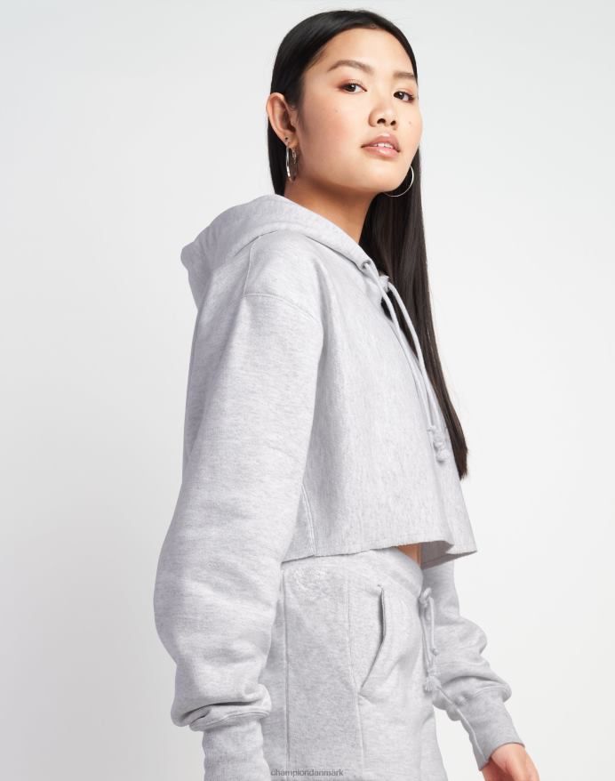 Champion omvendt vævet cropped cut-off hættetrøje c logo V6J661043 sølvgrå