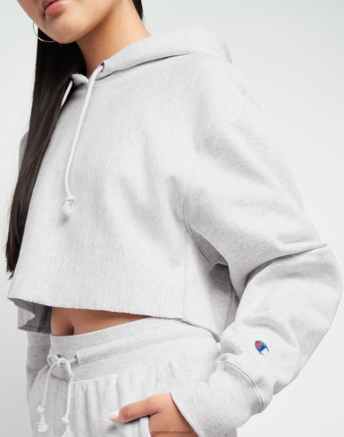 Champion omvendt vævet cropped cut-off hættetrøje c logo V6J661043 sølvgrå