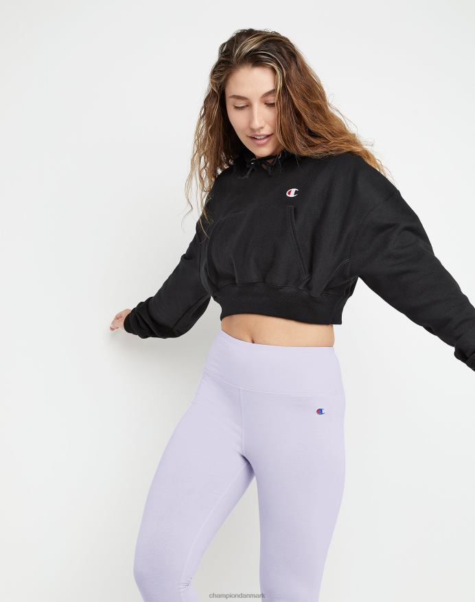 Champion omvendt vævet drop shoulder hættetrøje beskåret V6J661044 sort