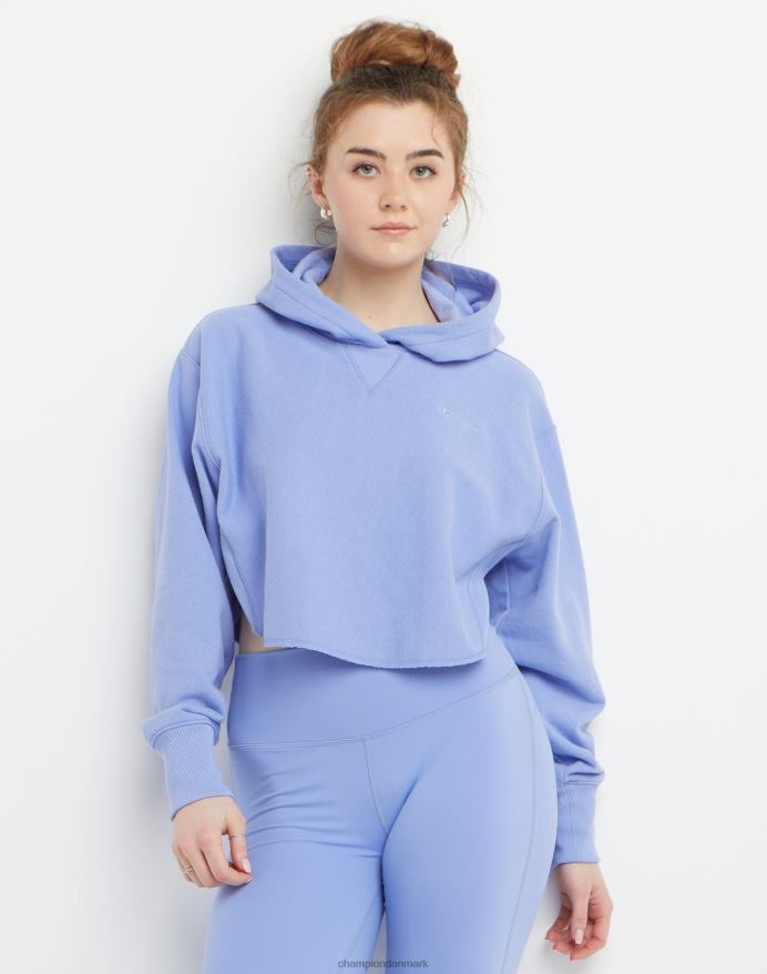 Champion omvendt vævet french terry crop curve hættetrøje c logo V6J661008 charmerende blå