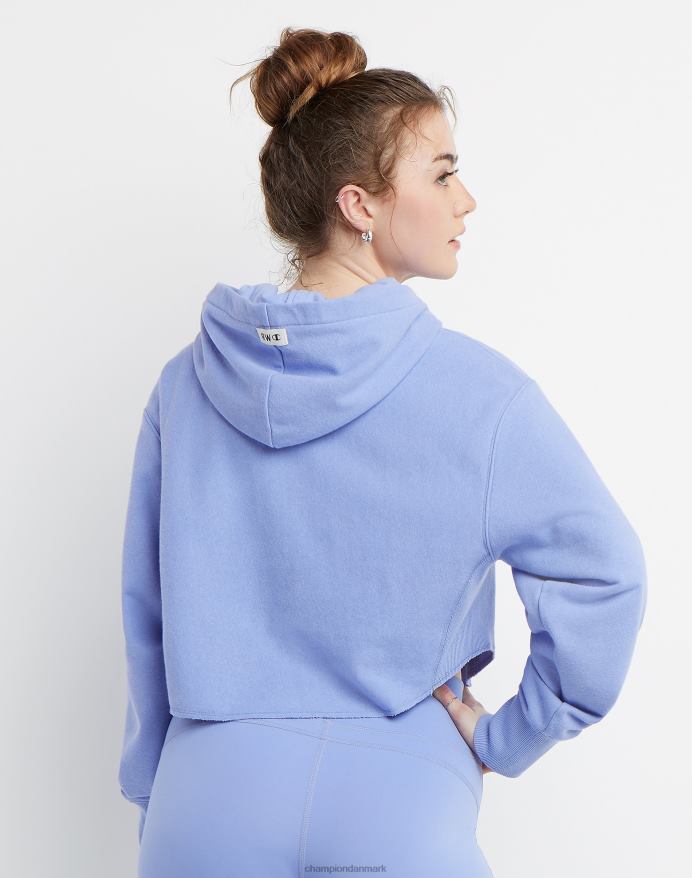 Champion omvendt vævet french terry crop curve hættetrøje c logo V6J661008 charmerende blå