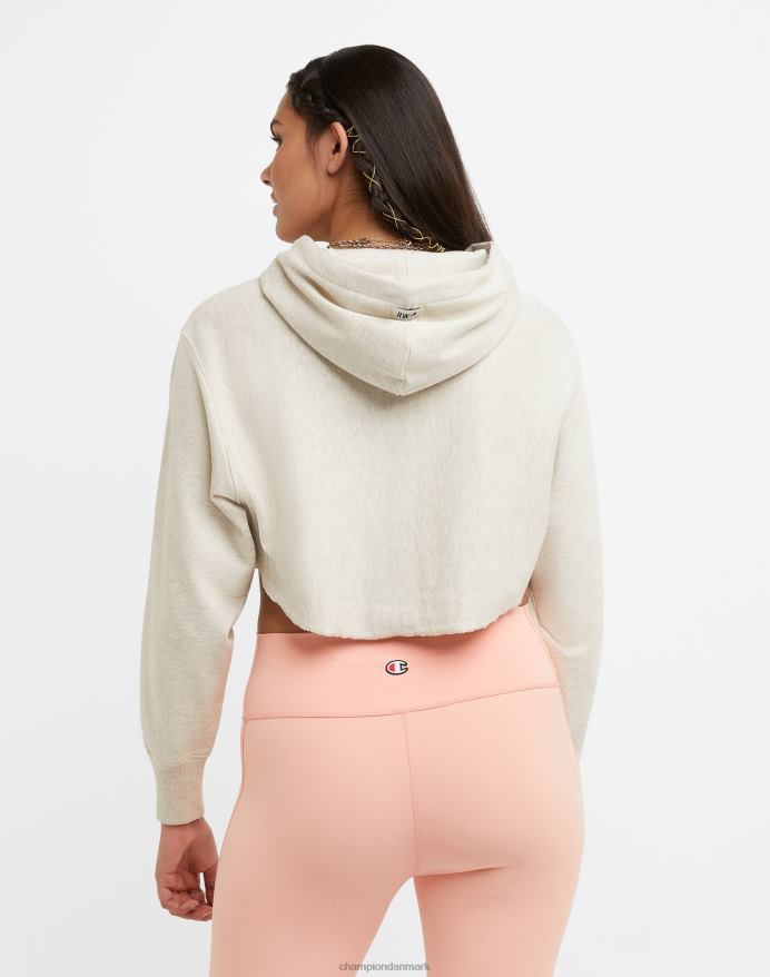 Champion omvendt vævet french terry crop curve hættetrøje c logo V6J661009 havregryn lyng