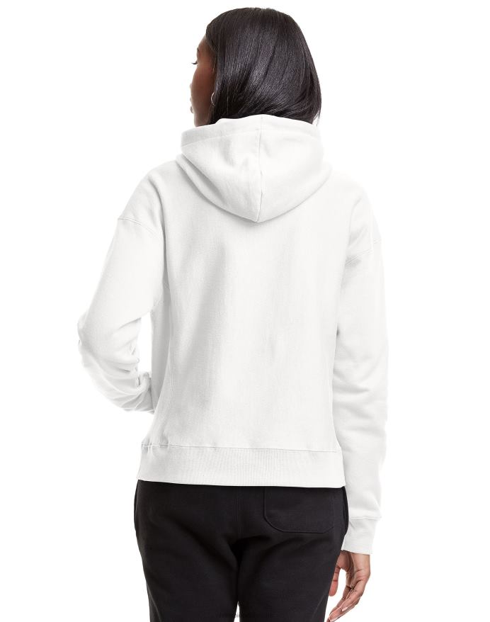 Champion omvendt vævet hættetrøje c-logo V6J66950 hvid