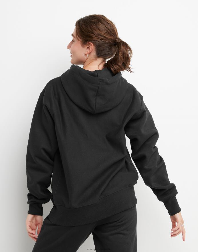 Champion oversized omvendt vævet hættetrøje blokspiral V6J661953 sort