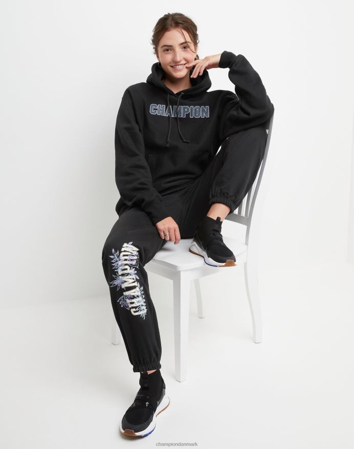 Champion oversized omvendt vævet hættetrøje blokspiral V6J661953 sort