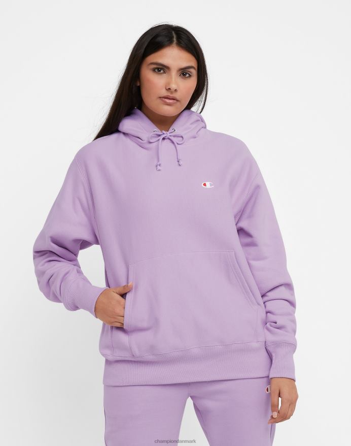 Champion oversized omvendt vævet hættetrøje c-logo V6J66939 bleg iris lilla